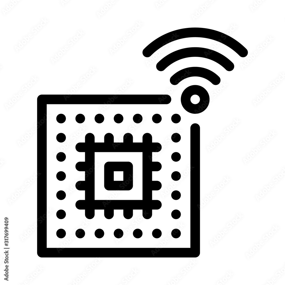 Aufkleber microchip icon vector. outline microchip sign. isolated contour symbol illustration