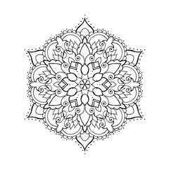 Outline Mandala for coloring book. Decorative round ornament. Anti-stress therapy pattern. Weave design element. Yoga logo, background for meditation poster. Unusual flower shape oriental line vector.