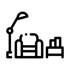 Reading Place with Lamp Icon Vector. Outline Reading Place with Lamp Sign. Isolated Contour Symbol Illustration