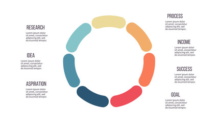 Business infographics. Circle with 7 parts, steps. Vector template.