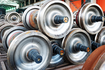 heavy industry factory,production of the steel train wheels