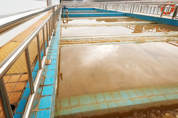 Fototapeta premium Modern urban wastewater treatment plant