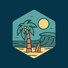 beach logo design vector illuastration