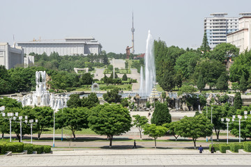 Aerial view of Pyongyang, capital city of the DPRK, North Korea	