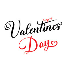 Valentine’s Day hand drawn typography. Brush lettering, quote “Happy Valentine’s Day”. For holiday greeting card, poster, banner, logo, sale or discount design. Day of love and heart, February 14