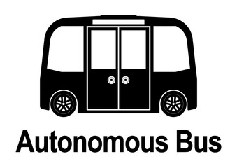 adi85 AutonomousDrivingIllustration - english text: - autonomous bus icon. - shuttle / driverless car / self driving vehicle. - autonomos robotic driverless bus. - DIN A4 xxl e8963