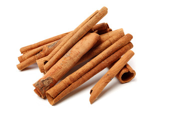 Cinnamon on a white background