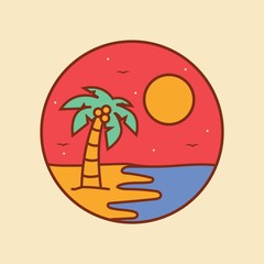 simple logo badge beach design, for t-shirt prints, patches, emblems, posters, badges and labels and other uses
