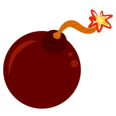 round bomb with a sparkling wick, explosion
