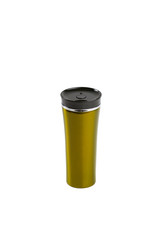 gold burgundy thermos on a white background isolated