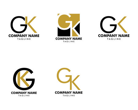 Set of Initial Letter GK Logo Template Design