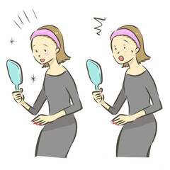 鏡を見る女性　セット