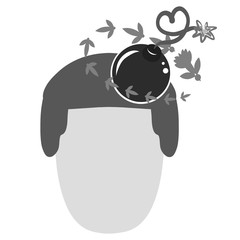 bomb in a man’s head, sparks and dizziness from love