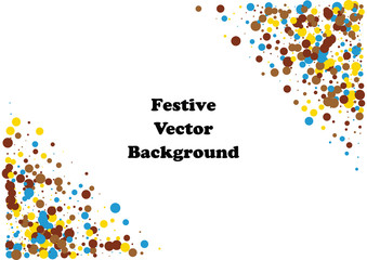 Festive color round confetti background. Abstract frame confetti texture for holiday, postcard, poster, website, carnivals, birthday and children's parties. Cover confetti mock-up. Wedding card layout