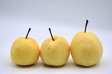 pears on white background