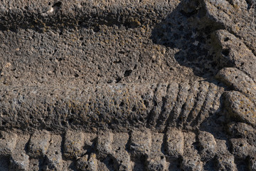 Fragment of a stone at an archaeological site in Israel