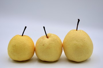 pears on white background