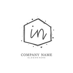 Handwritten initial letter I N IN for identity and logo. Vector logo template with handwriting and signature style.