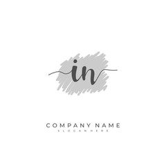Handwritten initial letter I N IN for identity and logo. Vector logo template with handwriting and signature style.