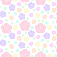 パステル梅　シームレスパターン　水玉