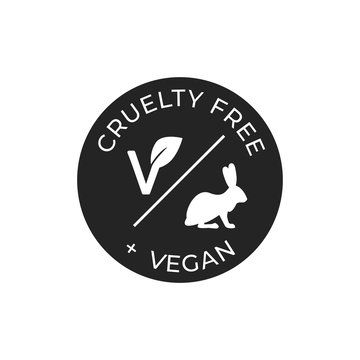 Cruelty free and vegan vector icon. Black