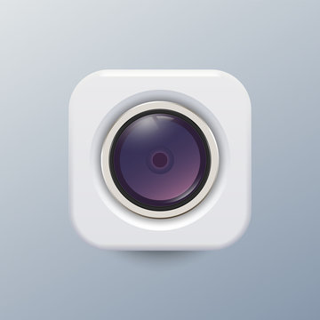 3D camera icon. Icon camera light gray color, for mobile device and mobile app. Vector illustration EPS10