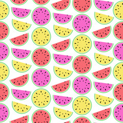 スイカ　シームレスパターン　カラフル