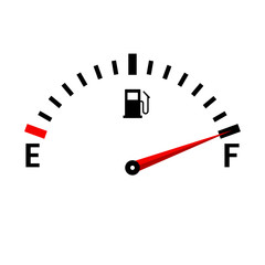 Gauge vector tank full icon. Car dashboard with fuel level in the tank.