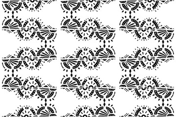 Ikat pattern etnic indian ornamental black and white illustration. Navajo motif texture ornate  design for surface print.
