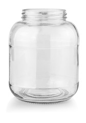 Empty glass jar isolated on a white background