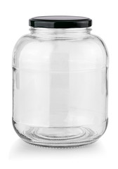Empty glass jar isolated on a white background
