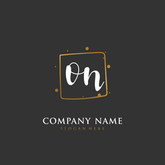 Handwritten initial letter O N ON for identity and logo. Vector logo template with handwriting and signature style.