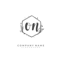 Handwritten initial letter O N ON for identity and logo. Vector logo template with handwriting and signature style.