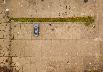Aerial drone view. One car in a parking lot © Sergey
