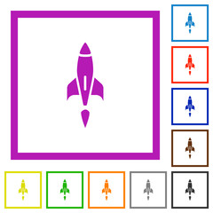 Rocket flat framed icons