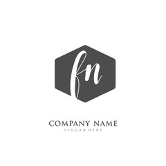 Handwritten initial letter F N FN for identity and logo. Vector logo template with handwriting and signature style.