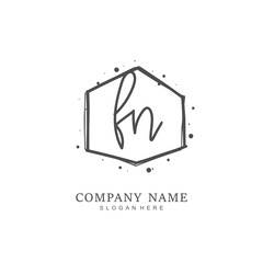 Handwritten initial letter F N FN for identity and logo. Vector logo template with handwriting and signature style.