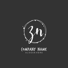 Handwritten initial letter Z N ZN for identity and logo. Vector logo template with handwriting and signature style.