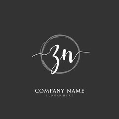 Handwritten initial letter Z N ZN for identity and logo. Vector logo template with handwriting and signature style.