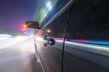 Obraz premium car on the road with motion blur background