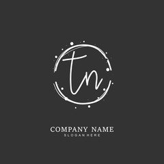 Handwritten initial letter T N TN for identity and logo. Vector logo template with handwriting and signature style.