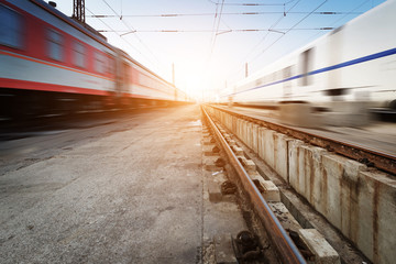 Naklejka premium fast moving train