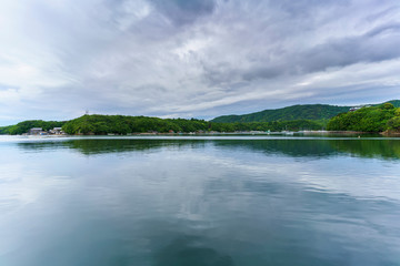 Beautiful scenery of Ago bay with reflection , Shima city , Mie , Japan
