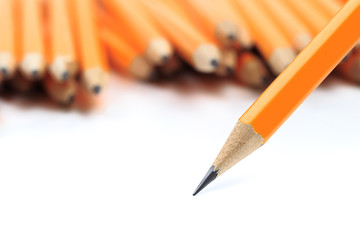Macro detail of yellow pencil with background - Image