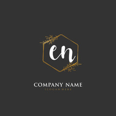 Handwritten initial letter E N EN for identity and logo. Vector logo template with handwriting and signature style.