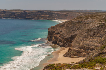 Pristine beaches and the rugged coastline of Yorke Peninsula, located west of Adelaide in South...