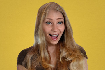 woman is very happy and surprised euphoria