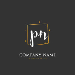 Handwritten initial letter P N PN for identity and logo. Vector logo template with handwriting and signature style.