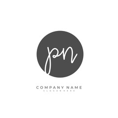 Handwritten initial letter P N PN for identity and logo. Vector logo template with handwriting and signature style.
