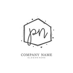 Handwritten initial letter P N PN for identity and logo. Vector logo template with handwriting and signature style.